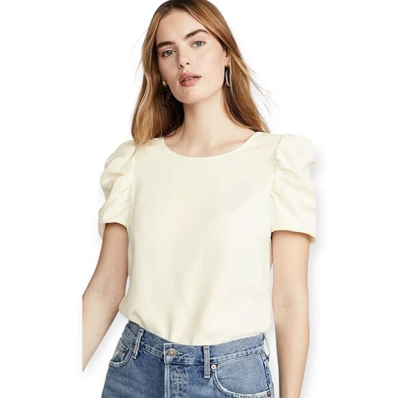 Amanda Uprichard Merris Top Ivory White Puff Sleeve Revolve Large - Picture 13 of 13